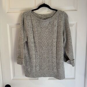 Rebecca Malone Women's Gray Speckled Long Sleeve Sweater Sz XL Cuffed Ribbed